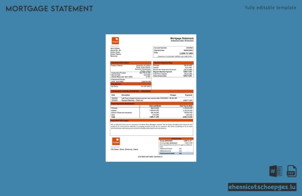 Beispiel eines Hypothekenauszugs der Liberia Guaranty Trust Bank (Word- und PDF-Datei)